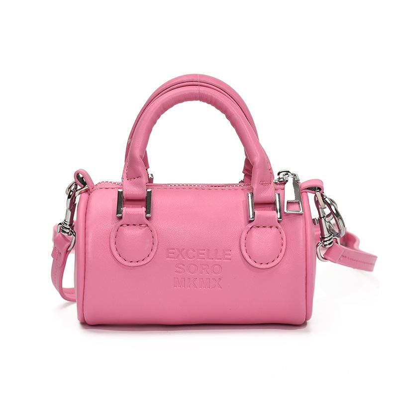 

Трендовая и модная нишевая мини-сумка-цилиндр для мелочи, корейская версия повседневного дизайна, универсальная сумка-мессенджер розовый