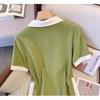 Summer Fashion Women Large Size Polo Neck Splicing A Shaped Dress