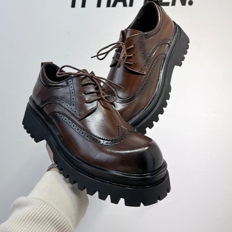 Fashion High Quality Platform Derby Shoes for Men British Port Style Casual Leather Shoes Fashionable Premium Shoes Men Leather Original
