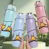 1PC Face Down Lazy Figure Print 750ml Color Plastic Sports Water Bottle Leakproof Flip Straw Lid Suitable for Sports Office Home Use