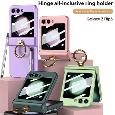 Чохол для Samsung Z Flip 5 з тримачем-кільцем та слотом для складеного стилуса - Захисний чохол проти падінь для пар
