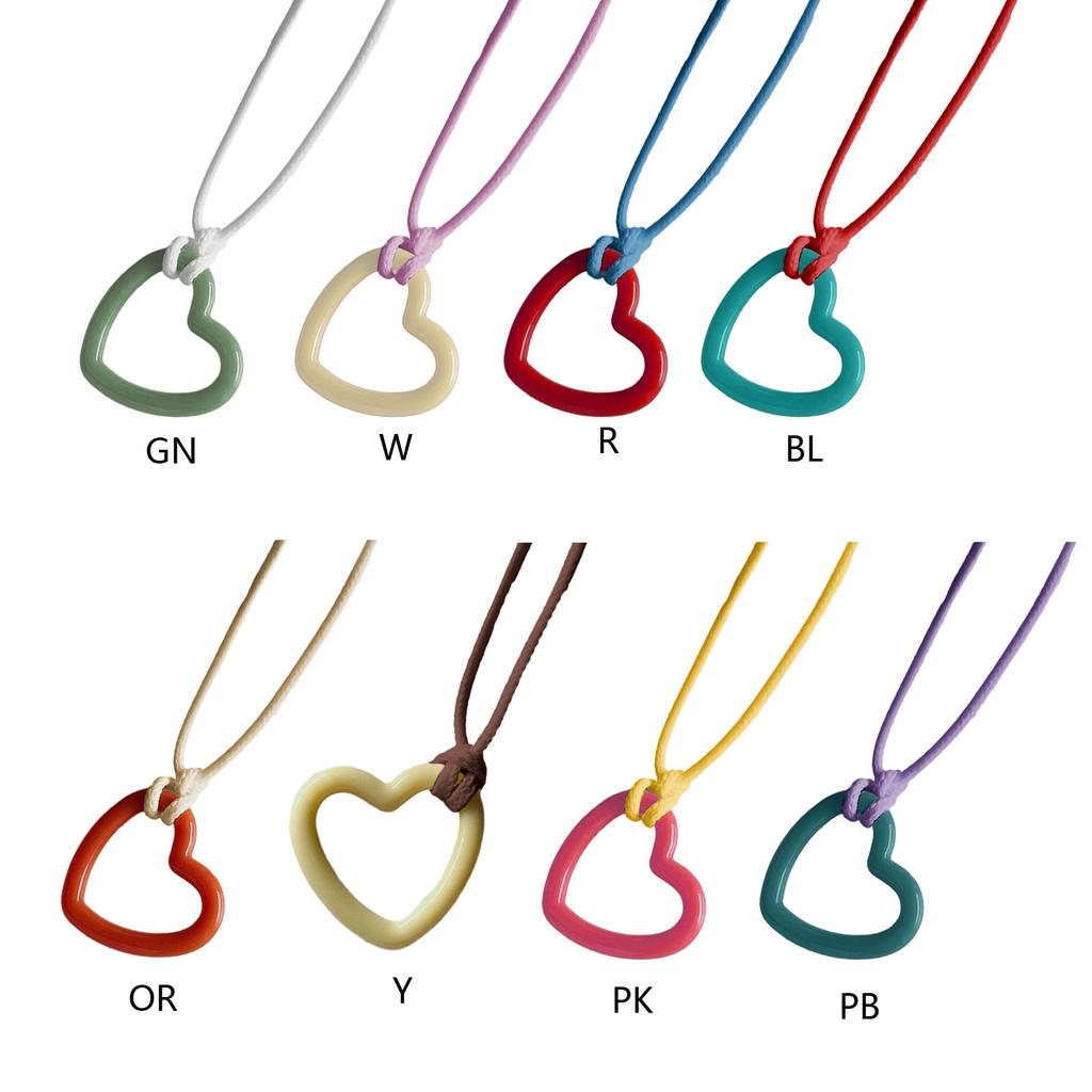 Colier cu pandantiv inimă din rășină la modă Lanț claviculă dulce și cool Colier choker simplu Bijuterii Lanț de gât cu șnur colorat