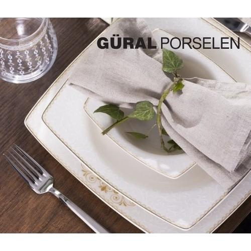 

Güral Фарфоровый обеденный набор Güral из 9 предметов с квадратной шляпкой на 2 персоны