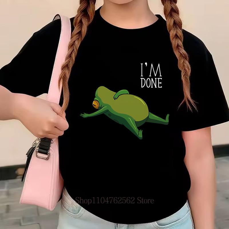 Teenager Frog Graphic Print T-shirts for Boys Girls Summer Kids Casual Fashion Short Sleeve Tops Children Colorful O-Neck Tees