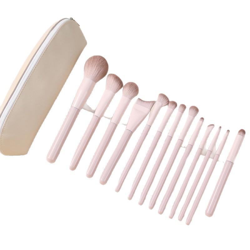 Peach Blossom Makeup Brush Set: Blush, Eyeshadow, Contour, Blending, Foundation Brushes.
