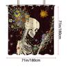 1pc Halloween Skull Print Waterproof Shower  Partition Privacy Hanging Curtain with 12 Hooks Multiple Sizes Machine Washable