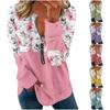Women Sweatshirt Pullover Basic Quarter Zipper Long Sleeve Print Flowers Hoodie Casual Top