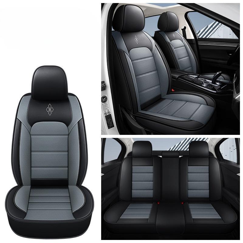 Universal 5 Seater PU Leather Car Seat Covers Complete Set, Anti-Slip Cushion Protector for Most Sedans, Christmas Gifts