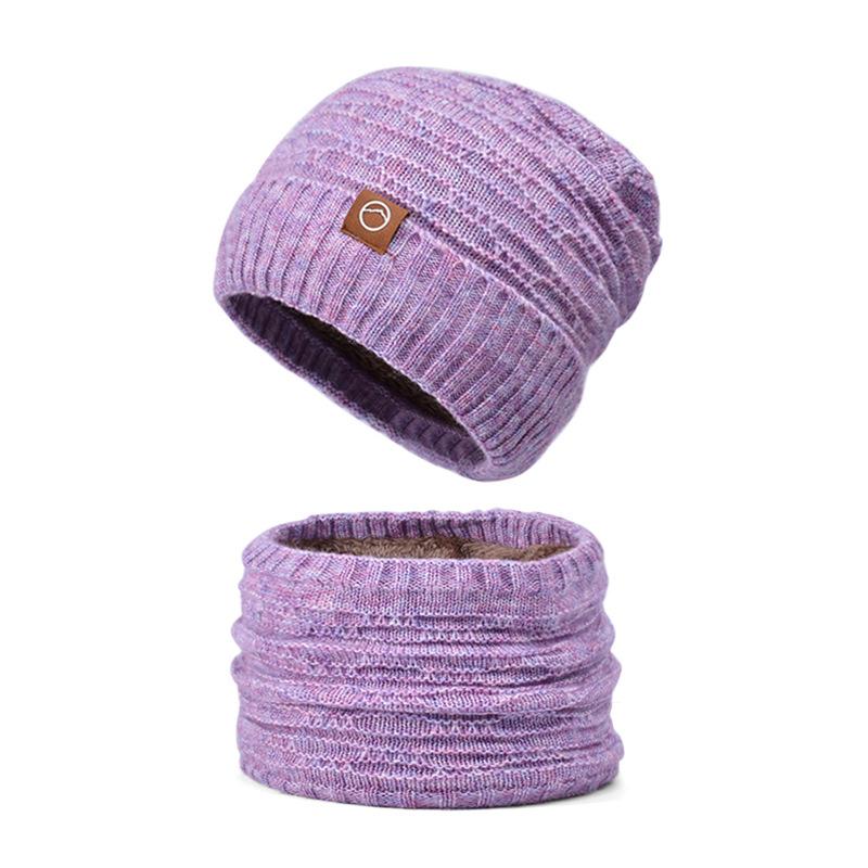 

Зимний двухцветный набор шапка и шарф, женская защита от холода для улицы, защита ушей, вязаная шерстяная шапка, плюшевая теплая шапка-чехол