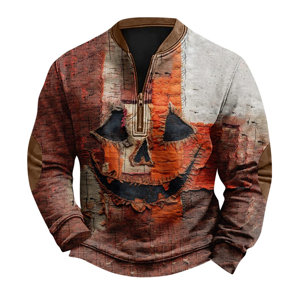 Herre Casual Mote Juletrykket Hettegenser uten hette Bred Herre Løs Knapp Ståkrage Hettegenser