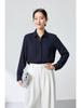 High-Grade Ink Wash Mulberry Silk Stretch Shirt - Spring Georgette Commuting Top