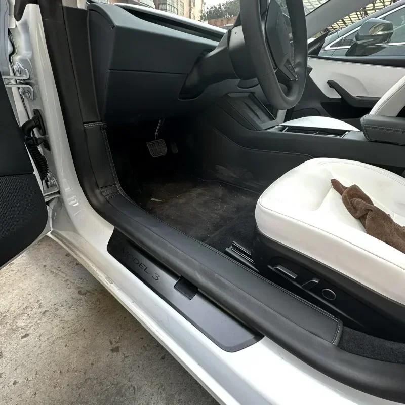 Vordere und hintere Türschweller-Untersitzpolster und Anti-Kick-Panel sowie hinteres Anti-Kick-Pad für Tesla Model 3 Highland 2024 Zubehör