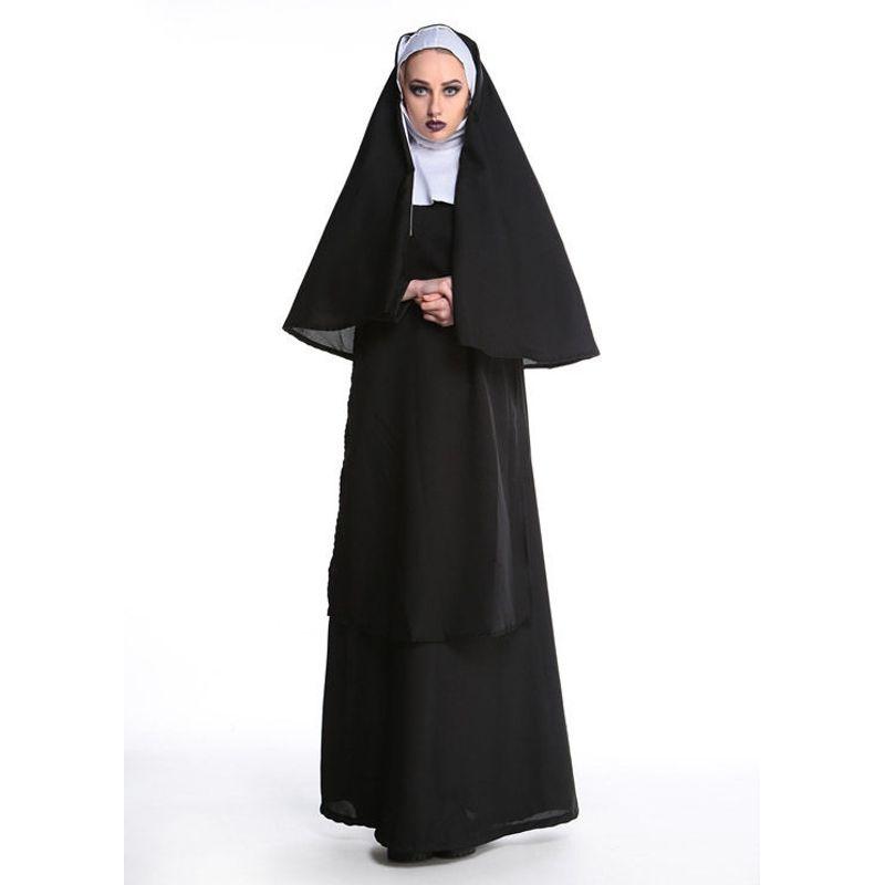 Halloween Costumes Amazon Adult Women's Black Priest Costume Mary Priest Nun Costume Cosplay Costume