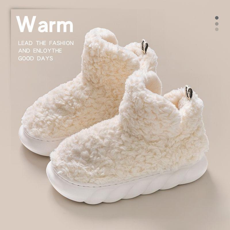 Home Bootie for Women and Men Furry Slippers Warm Cozy Snow Boots with Fuzzy Plush Lined Unisex Winter Non Slip House Shoes Indoor Outdoor Short Boots
