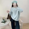 Crew neck knitted pullover sweater for women's autumn and winter new loose and lazy style simple large size knitted sweater for women