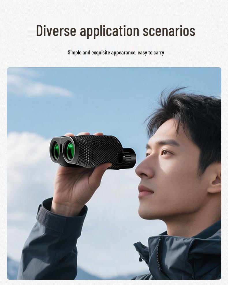 Little Paul 10x25 Binoculars: Low-Light Night Vision, Portable, for Climbing & Camping, High Magnification & Definition, Custom Logo Option Available