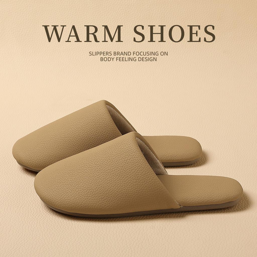 Japanese Household Cotton Slippers Autumn and Winter Indoor Soft Bottom Non-slip Plush Warm Couple Household Cotton Mop