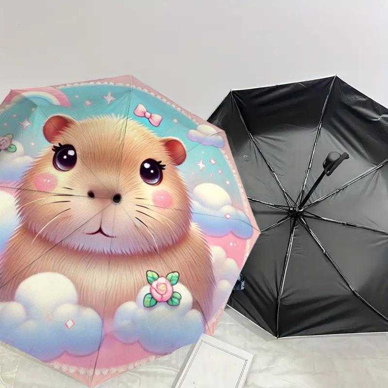 1pc Pastel Hamster Clouds Umbrella with Plastic Handle,Suitable for All Seasons Home Travel Outdoor UmbrellaDD1650
