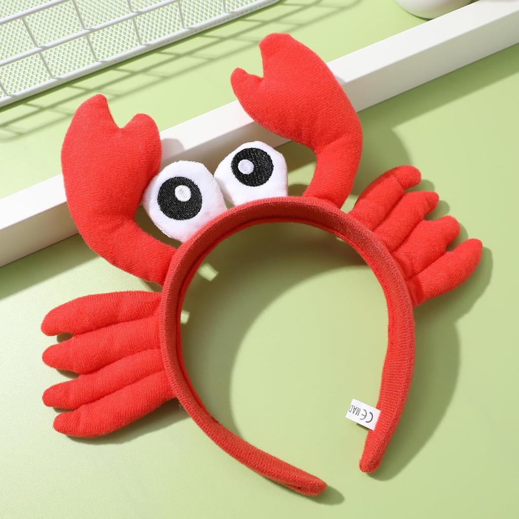 Kisangel Red Crab Headband Plush Eye Crab Hair Hoop Adorable Cosplay Headwear for Cartoon Funny Favors Supplies
