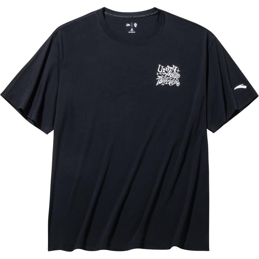 Anta Kyrie Irving Series Printed Letter Round Neck Comfortable Versatile Breathable Loose Short Sleeve T-Shirt Unisex Tops Basic-Black 172431118-8