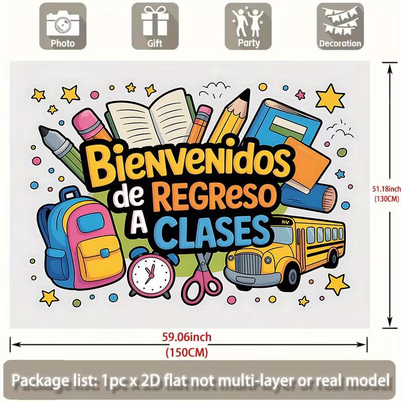 Bienvenidos De Regreso A Clases Backdrop, Spanish Back to School Banner