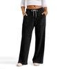 Women's Wide Leg Lounge Pants with Drawstring Waist, Soft Ribbed Knit Casual Relaxed Fit Trousers with Pockets