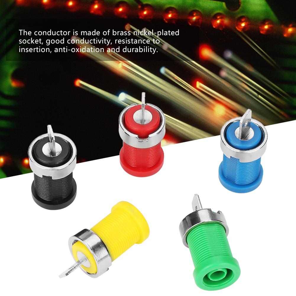 P3007 10pcs Mixed Color Banana Socket 4.0mm Jack for Panel Mounting Test Probes