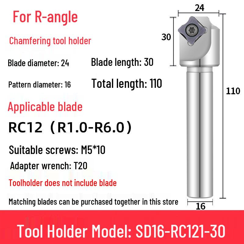 CNC Chamfering Tool Holder - Inner/Outer R, Arc Positive/Negative, Sizes R0.5-6