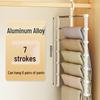 Multi-Layer Stainless Steel Folding Pants Hanger with Clips, Non-Marking Storage Rack