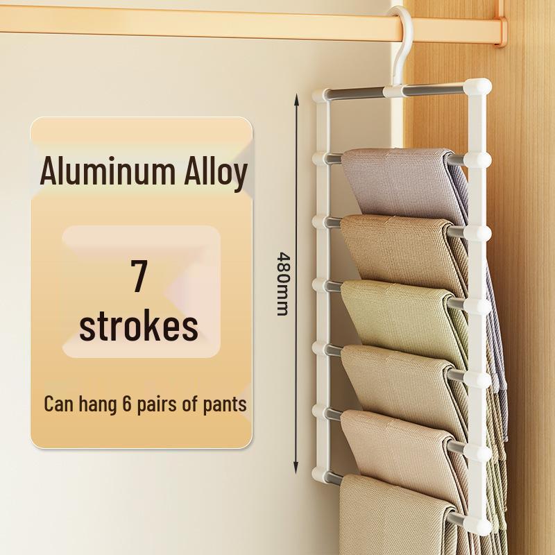 Multi-Layer Stainless Steel Folding Pants Hanger with Clips, Non-Marking Storage Rack