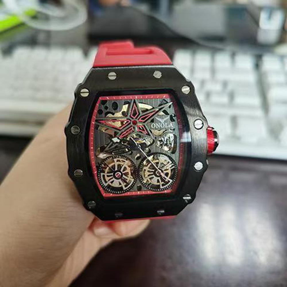 ONOLA New Fashion Mechanical Watch Flywheel Hollow Automatic Mechanical Men's Waterproof Watch