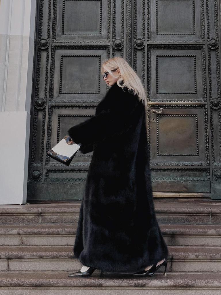 Eco-friendly Women's Long Faux Fox Fur Coat