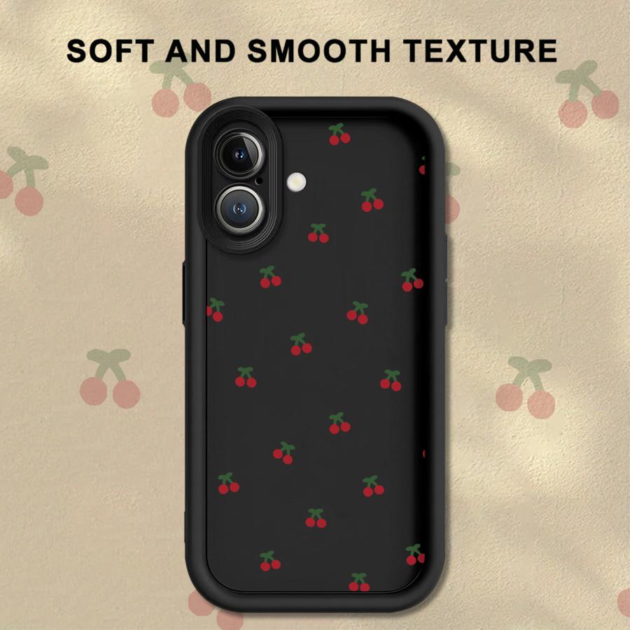 Case for iPhone 17 Pro Max Air 13 16 15 Plus 17e 11 14 12 Pro Phone Cover Cute Cartoon Cherry Lichee Pattern