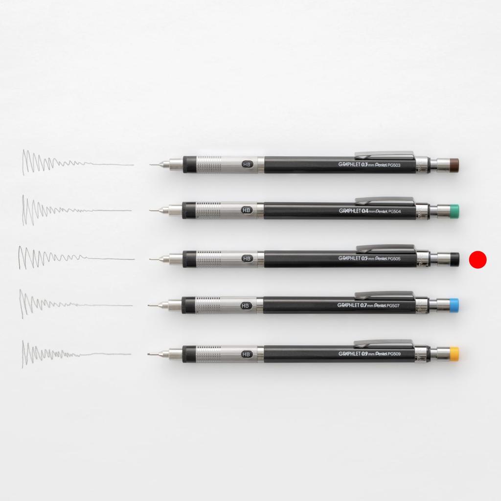 Pentel Mechanical Pencil, Graphlet, PG505-AD, Metallic Gray, 0.5mm