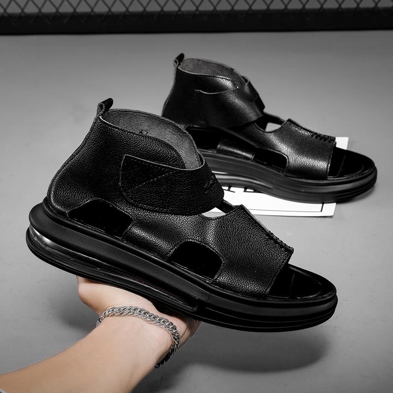 Fashion Simple Design Men's Sandals Solid Color PU Leather Men's Summer Casual Comfortable Open Toe Shoes Soft Beach Shoes Men's Sandal