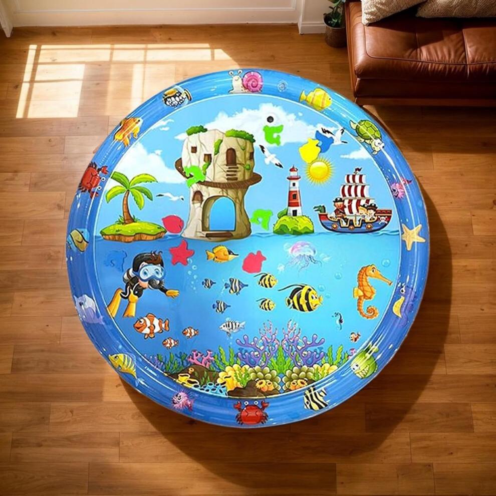 Pet Cooling Mat AntiScratch Cat Water Mat 39.37x39.37 Inches Inflatable Ice Pad With Pump Sensory Toy For Hot Weather