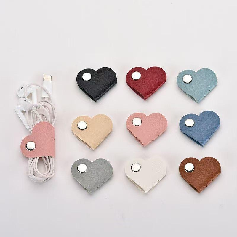 3 Stück Kabel-Organizer Ladekabel-Schutzclips Herz Leder Kabelaufwickler Kopfhörer-Zubehör Kabelhalter Kabelmanagement
