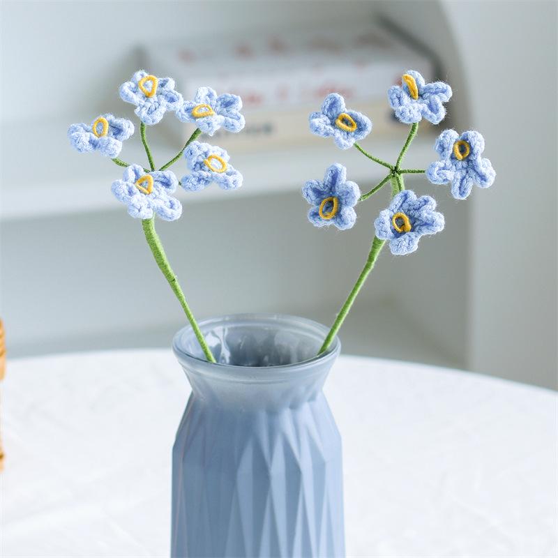 Handmade Woven Yarn Knitted Faux Flower Bouquet