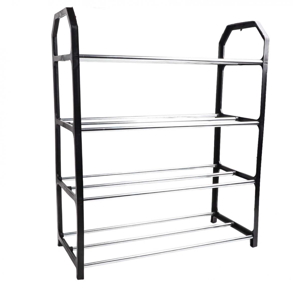 4-слойная металлическая полка для обуви черная большая вместимость чёрный 840₽