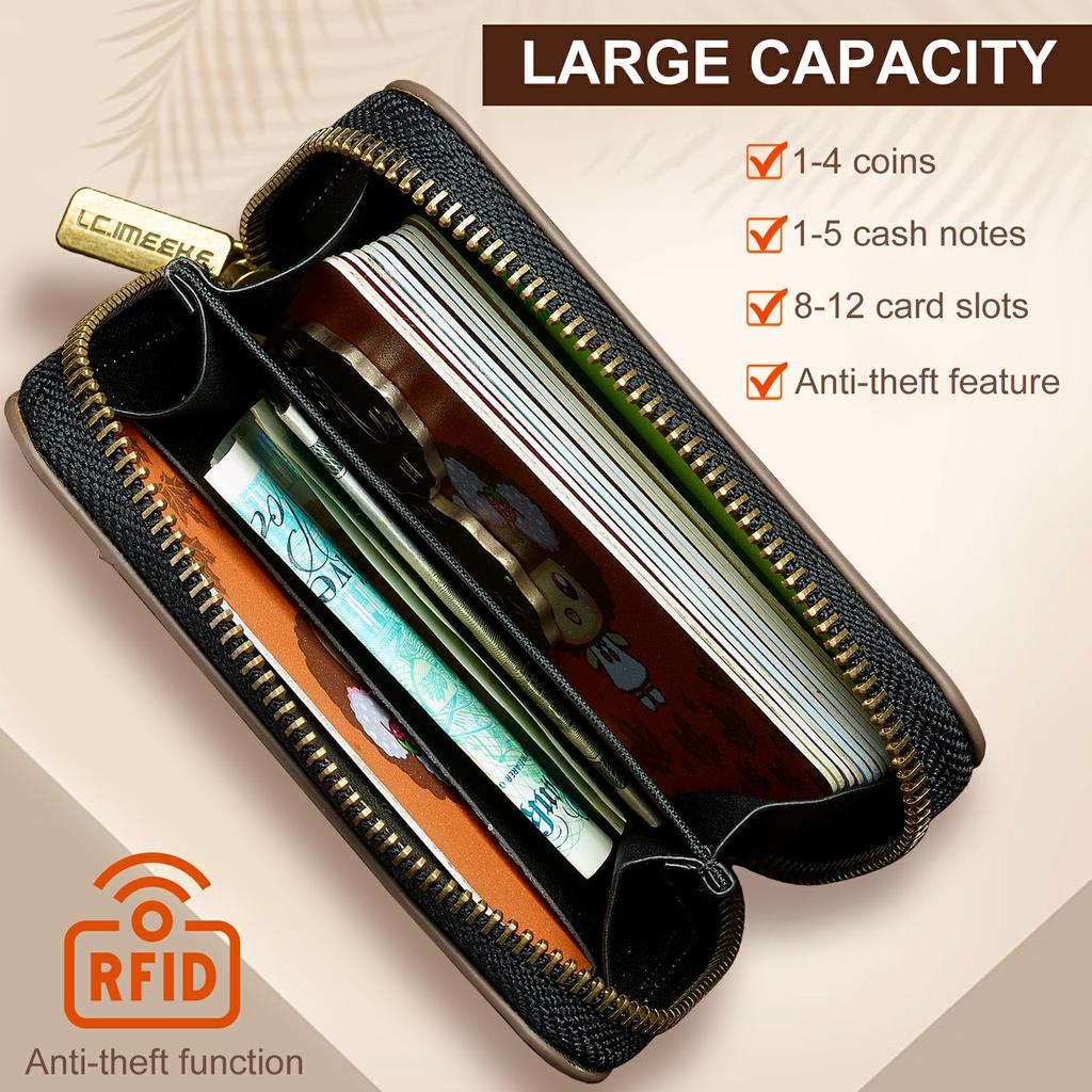 LC.IMEEKE L6 Zipper Wallet Case RFID Blocking Phone Magnetic Card Holder