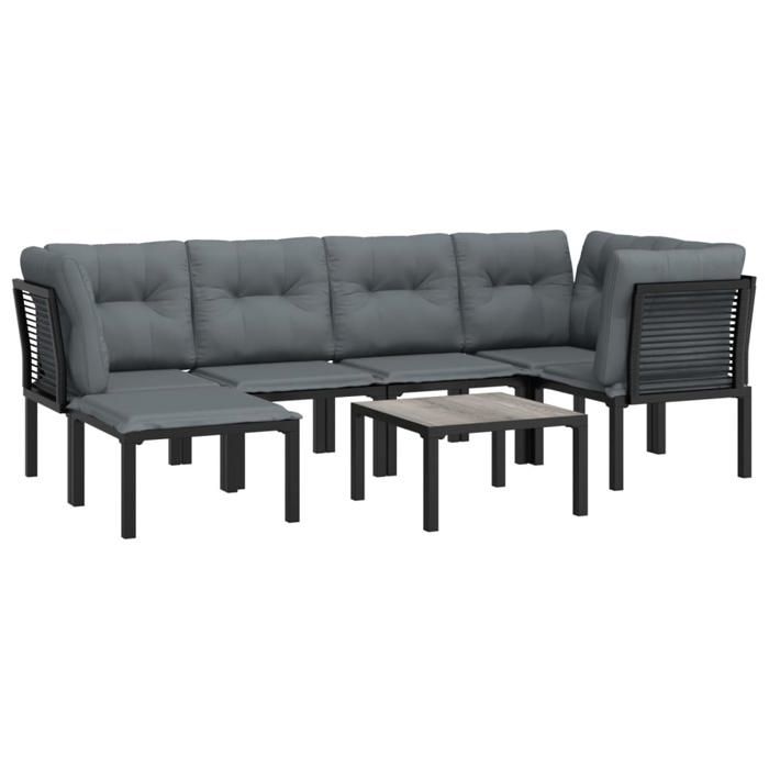 VidaXL Salon de Jardin 7 pcs, Ensemble de Meubles de Terrasse, Mobilier d'Extérieur, Chaise de Patio, Moderne, Noir et Gris 3187759