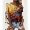 Summer Women's Color 3D Printed Crew Neck T-Shirt