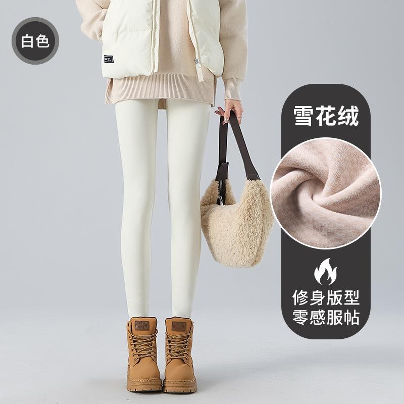 Snowflake Velvet Thickened No Embarrassment Line Shark Pants Women's Outer Leggings High Waist Belly Thin Autumn and Winter Thermal Pants