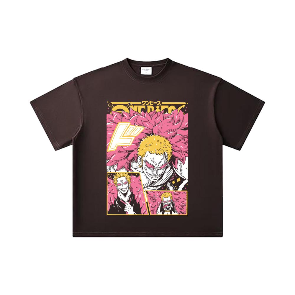 260 GSM Double Yarn 32 Count 100% Cotton One Piece V45 Doflamingo Print Unisex Heavy Cotton T Shirt