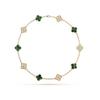 Golden Black Agate Ten-Petal Necklace with Double-Sided Four-Leaf Clover Clavicle Chain - Van Family Luxury Brand