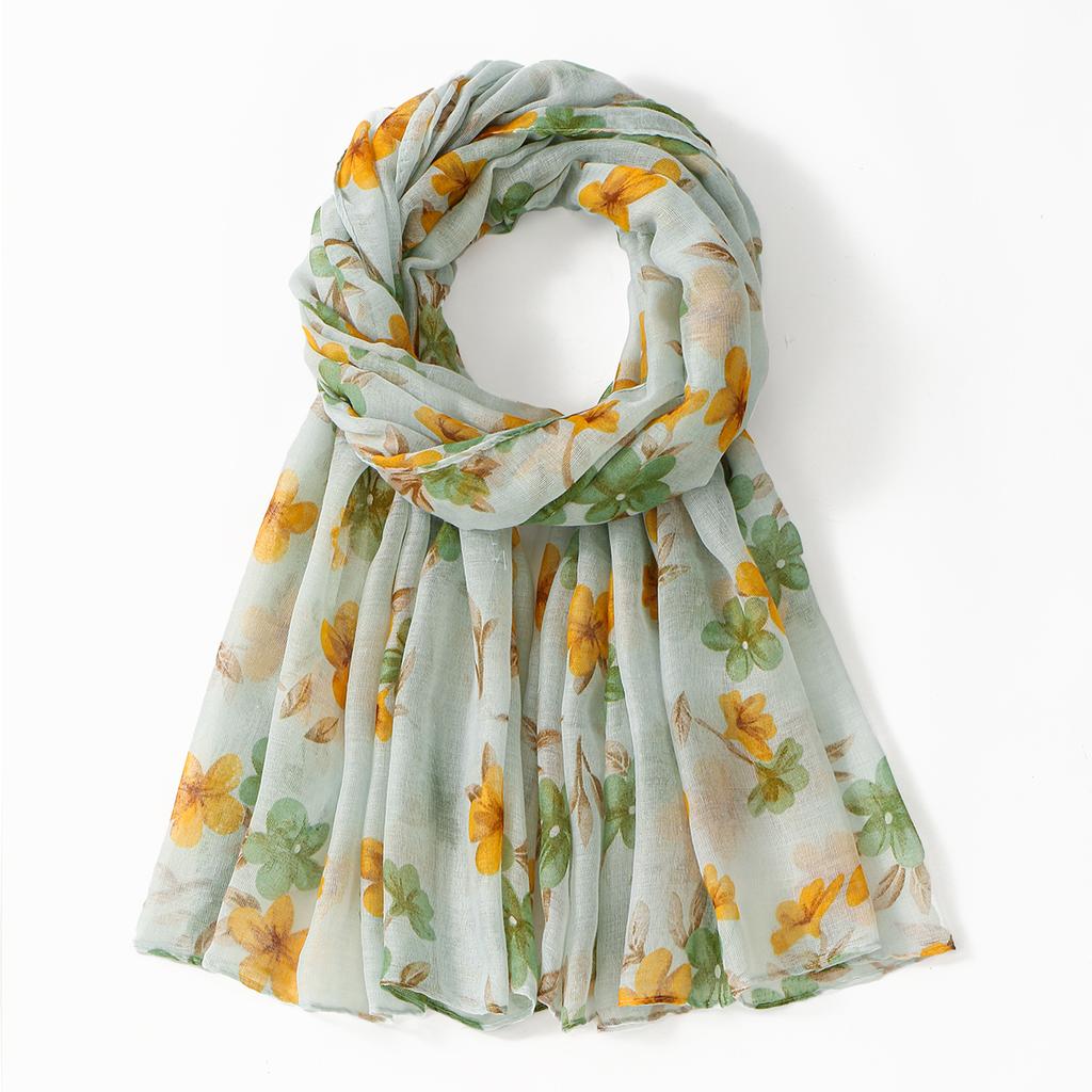 Colorful Printed Shawl Muslim Soft Premium Cotton Voile Hijab Scarf Women Fashion Floral Printed Viscose Hair Wrap Headscarf