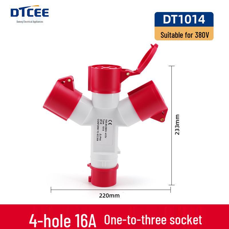 Three-Way Explosion-Proof Industrial Plug Y-Type Aviation Socket 32A/16A Waterproof Converter.