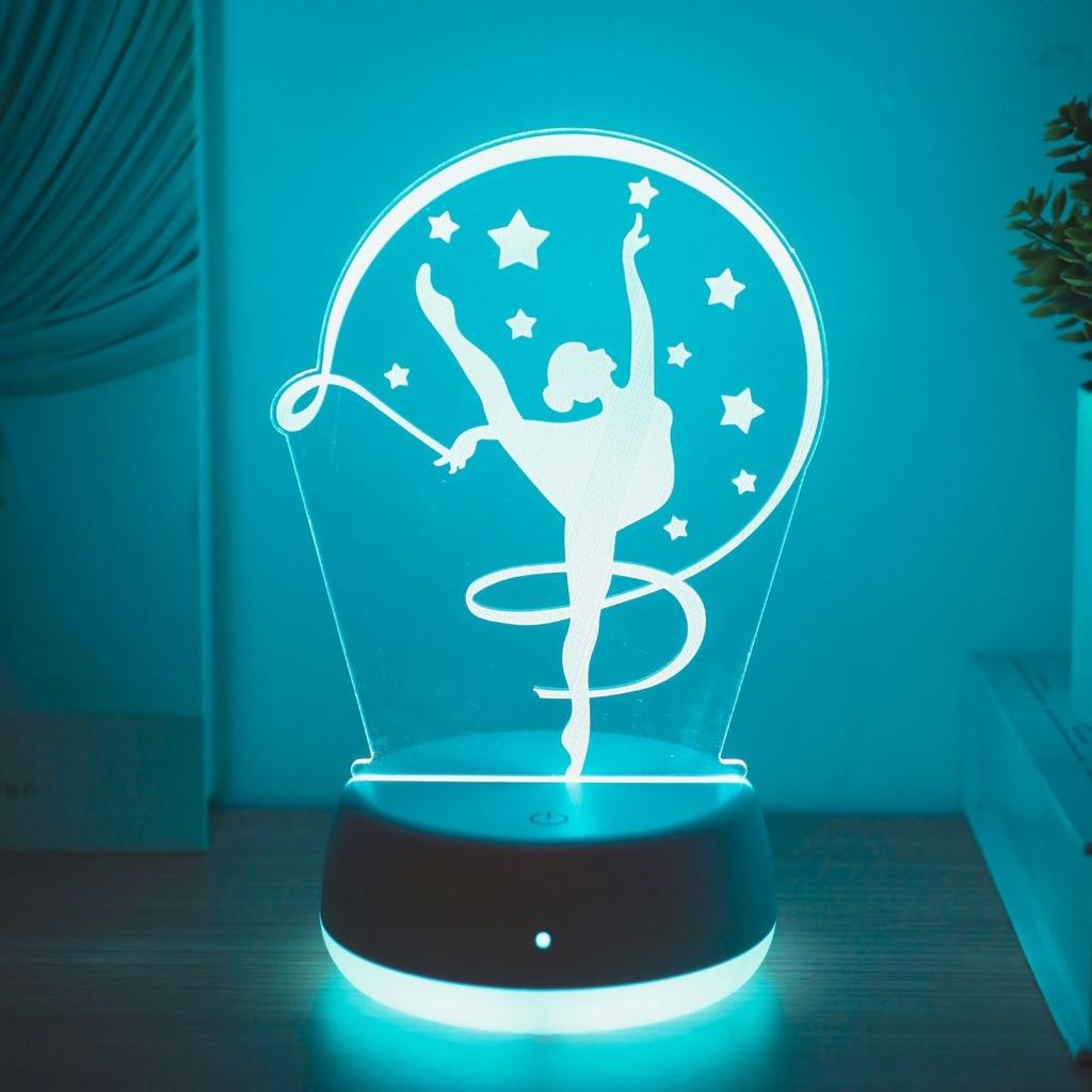 3D Gymnastics Pattern LED Desk Lamp - USB Touch Color Gradient, Perfect Gift for Gymnastics Athletes and Dancers Bedroom Light