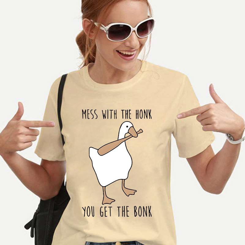 Funny Peace Baseball Duck Print Femei Tricou Harajuku Streetwear Mânecă scurtă Animal Gâscă Moda Casual Haine Tricou de vară