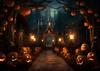 Halloween Eve Theme Backdrop Night Castle Moon Pumpkin Lights Skeleton Family Party Photozone Horror Photography Backgrounds
